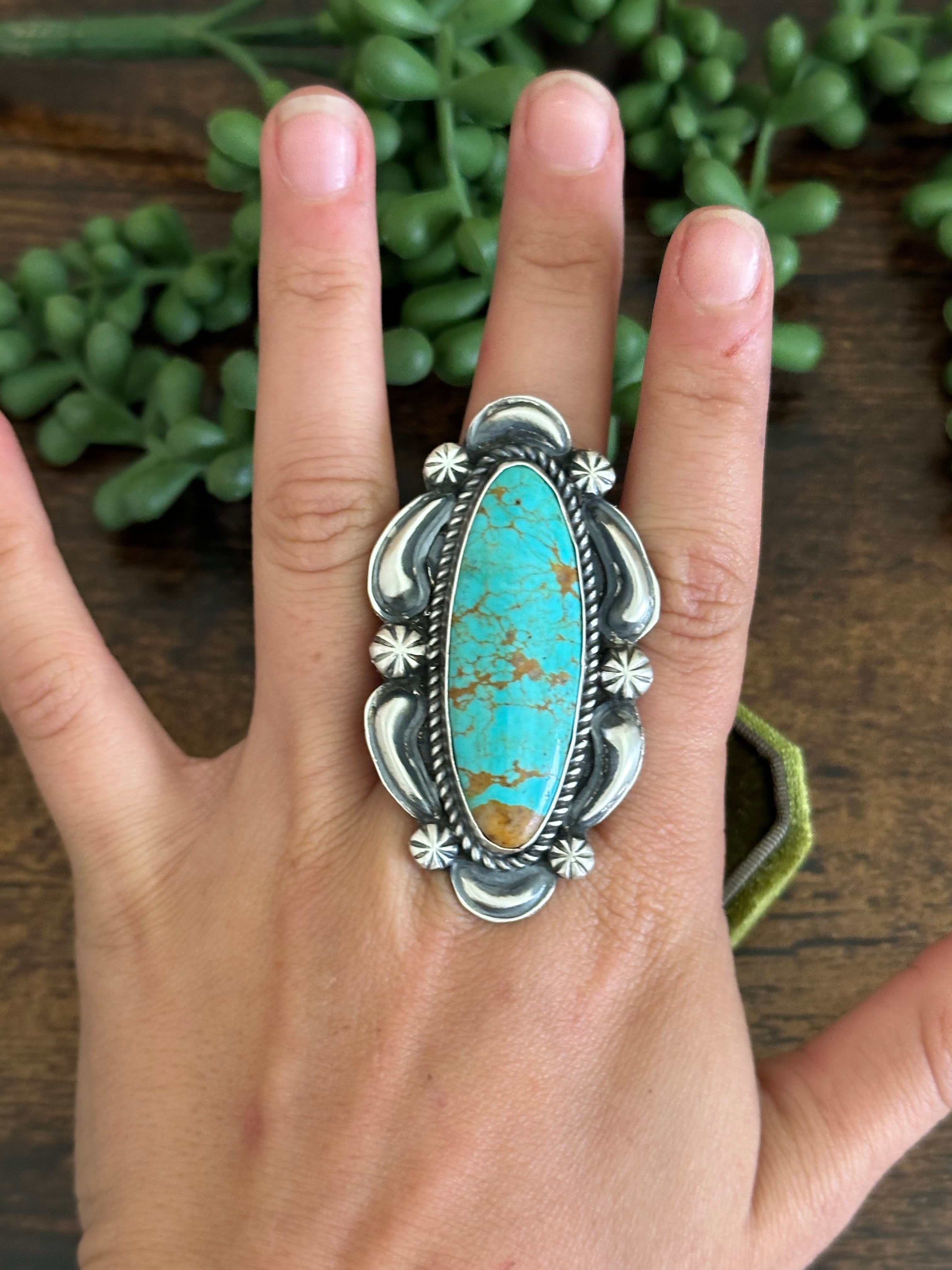 Jeff James Kingman Turquoise & Sterling Silver Adjustable Ring