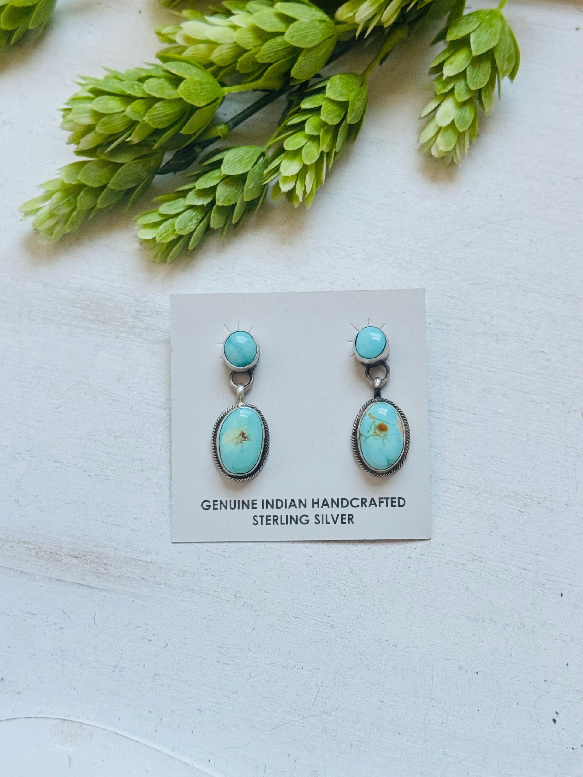 Sheryl Martinez Royston Turquoise & Sterling Silver Post Dangle Earrings