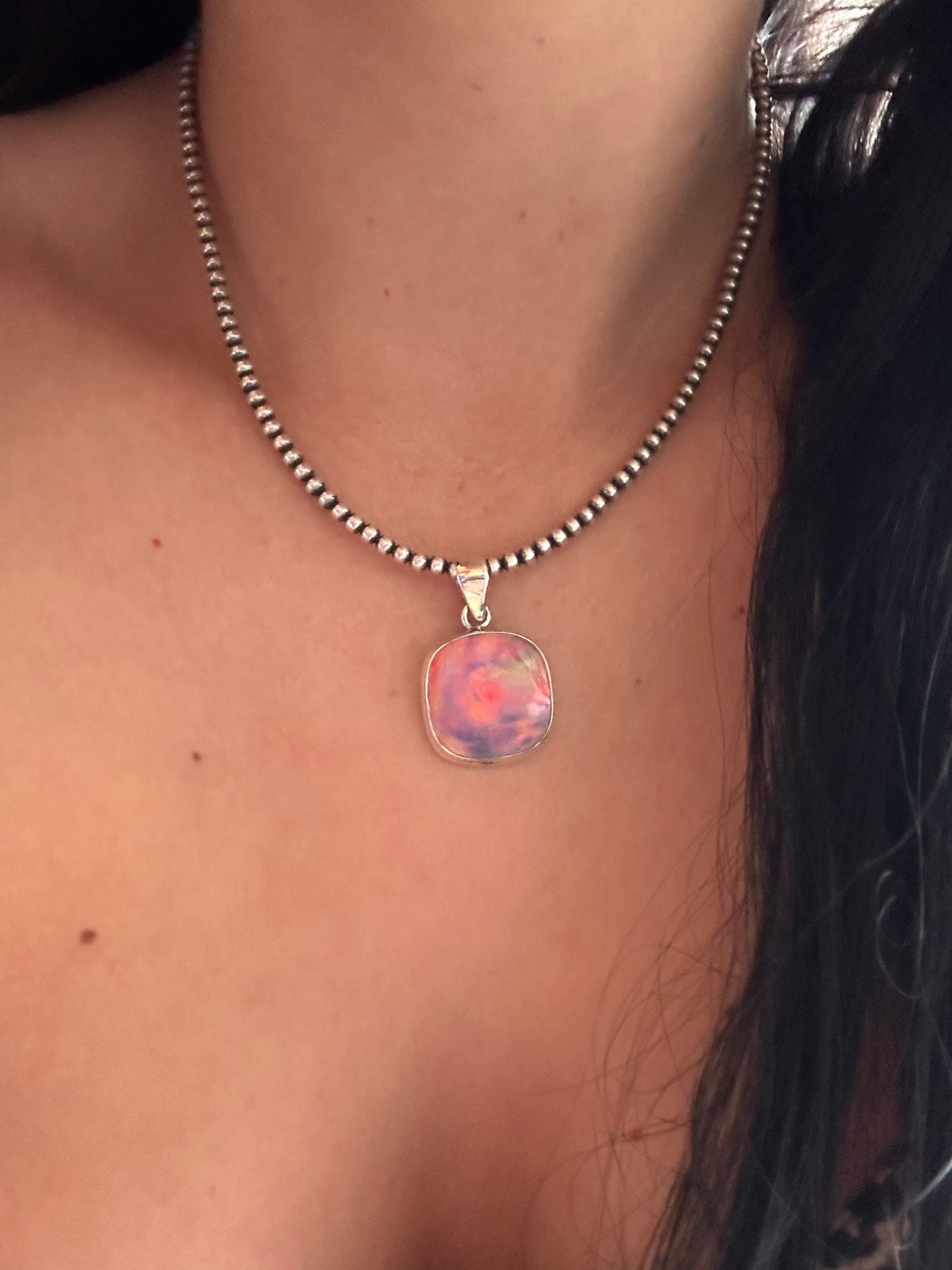 Southwest Handmade Opal & Sterling Silver Pendant