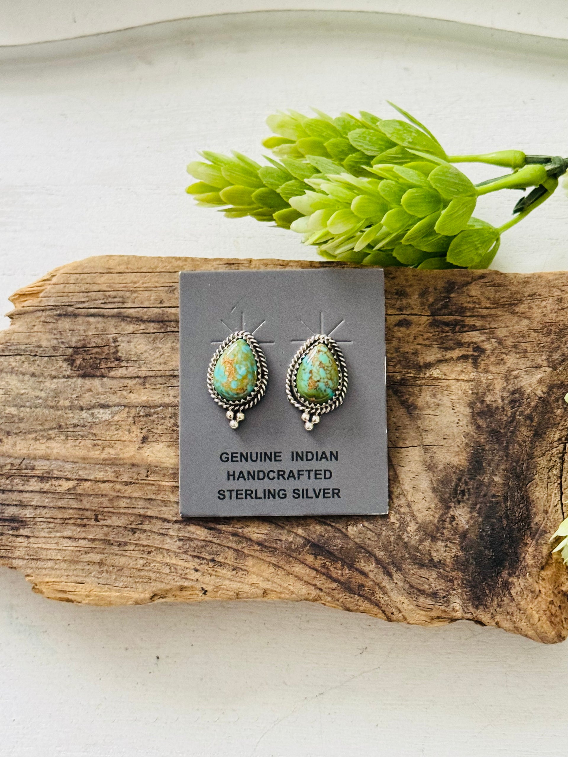 Trish Largo Kingman Turquoise & Sterling Silver Post Earrings