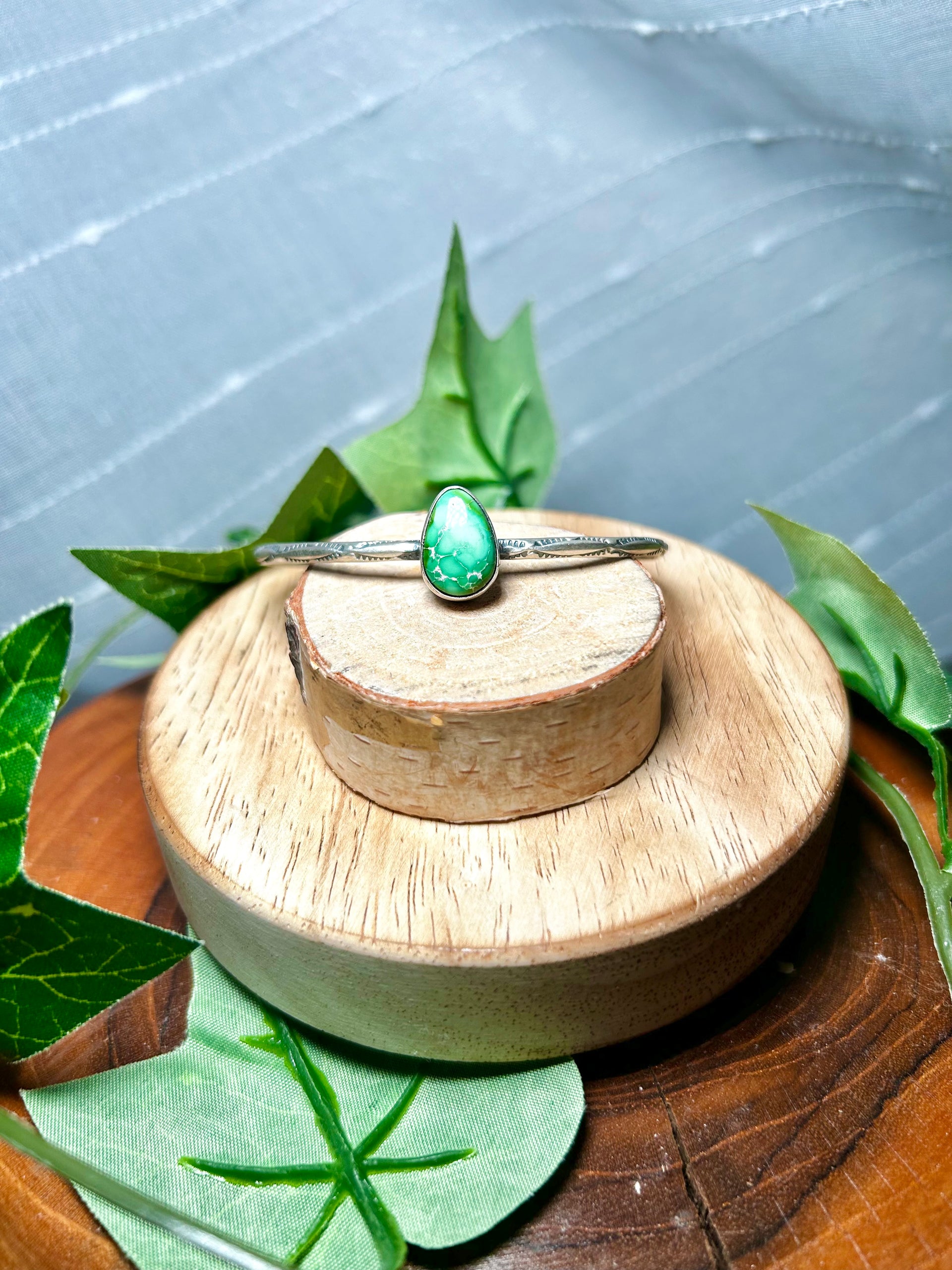 Navajo Made Sonoran Mountain Turquoise & Sterling Silver Cuff Bracelet