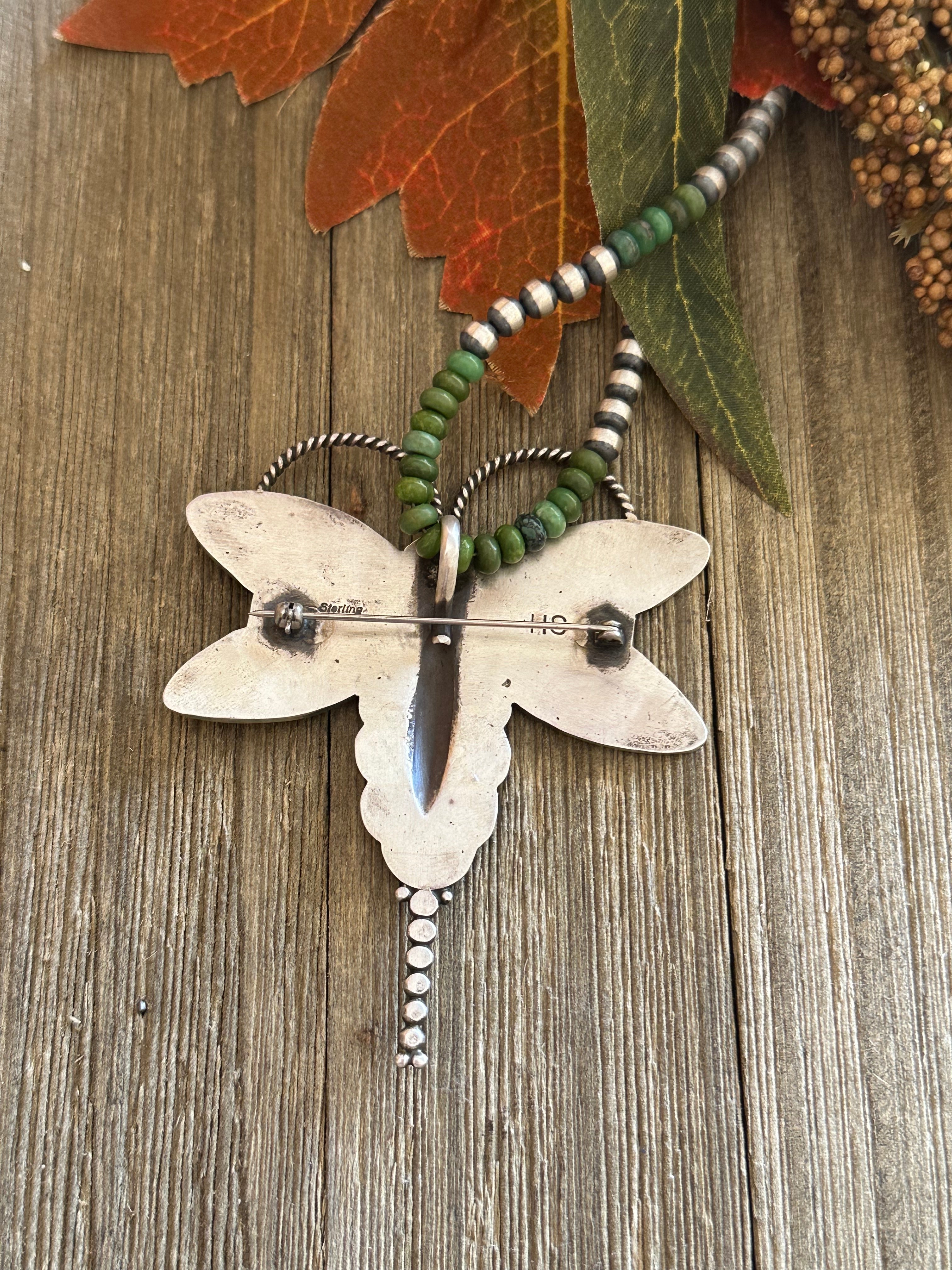 Navajo Made & Sterling Silver Dragonfly Pendant/Pin