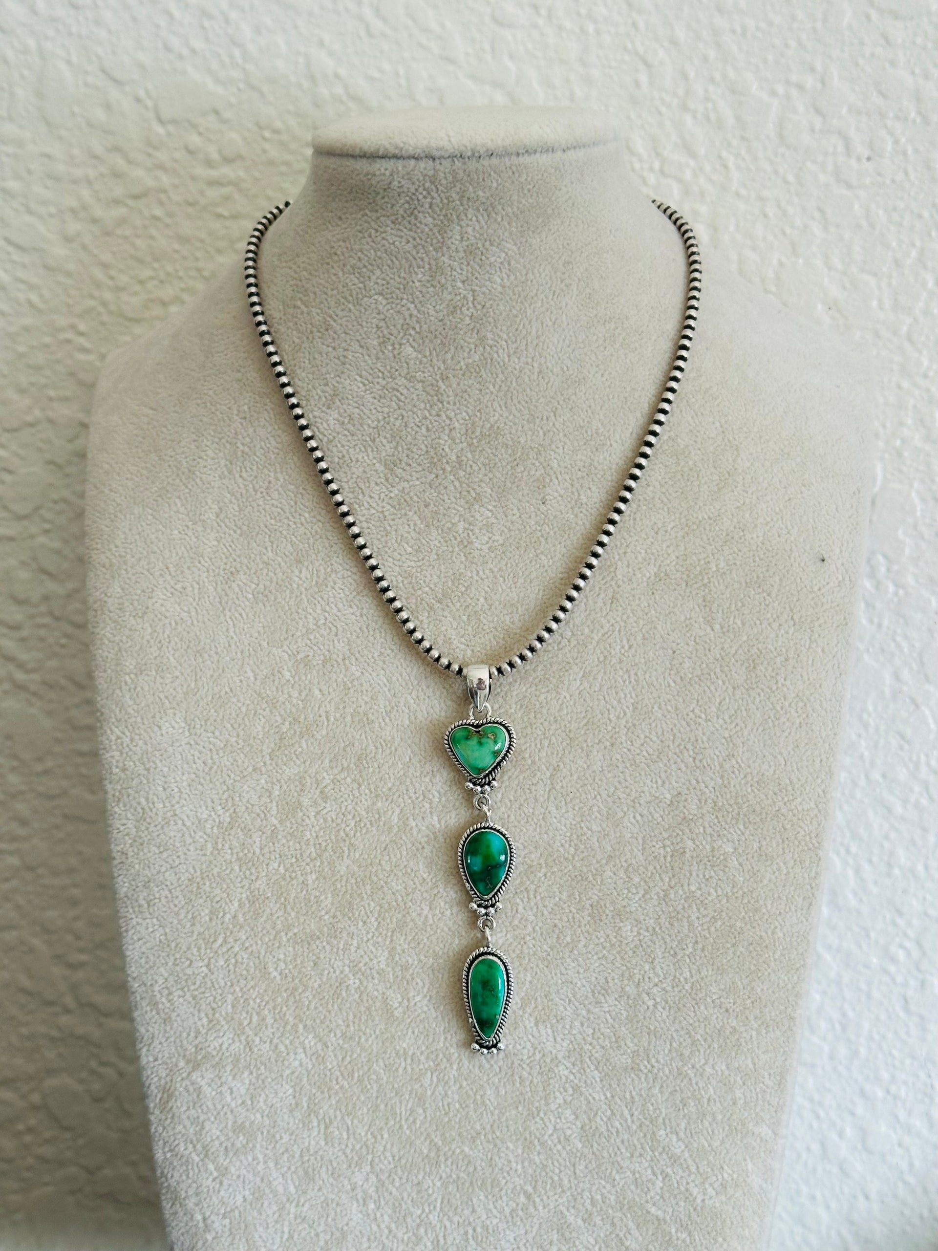 Southwest Handmade Sonoran Gold Turquoise & Sterling Silver Pendant