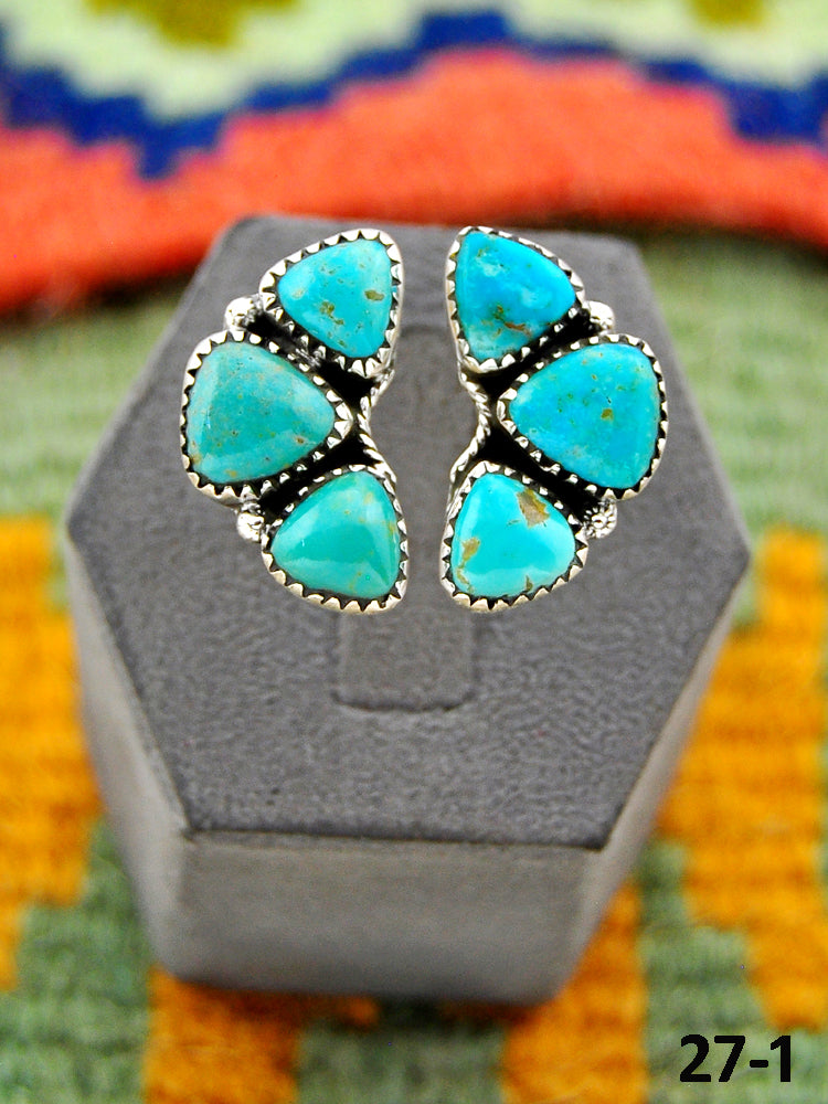 Southwest Handmade Manassa Turquoise & Sterling Silver Adjustable Ring