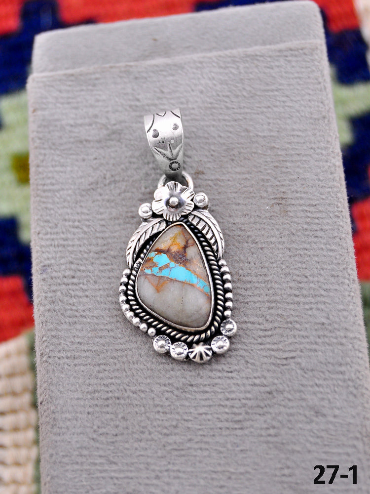 Southwest Made Ribbon Royston Turquoise & Sterling Silver Pendant