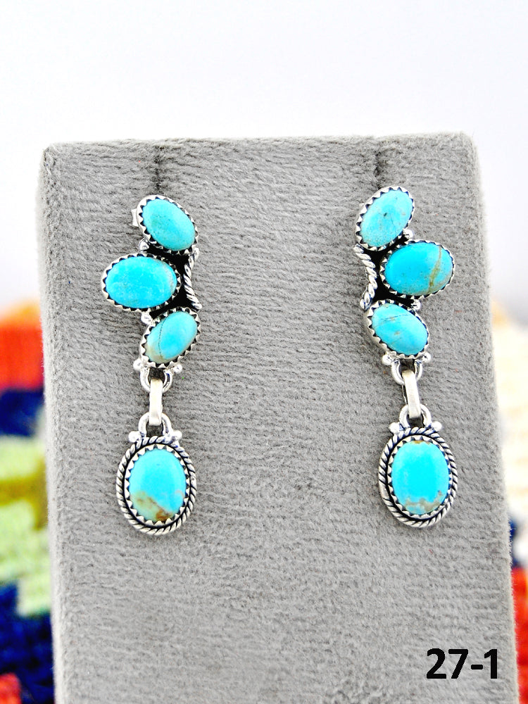 Southwest Made #8 Turquoise & Sterling Silver Post Earrings