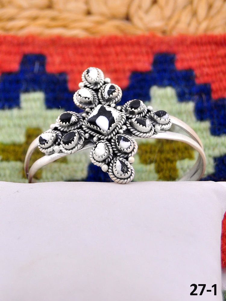 Southwest Handmade White Buffalo Turquoise & Sterling Silver Cuff Bracelet