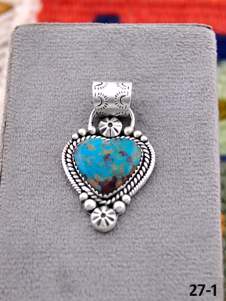 Southwest Handmade Red Skin Turquoise & Sterling Silver Pendant