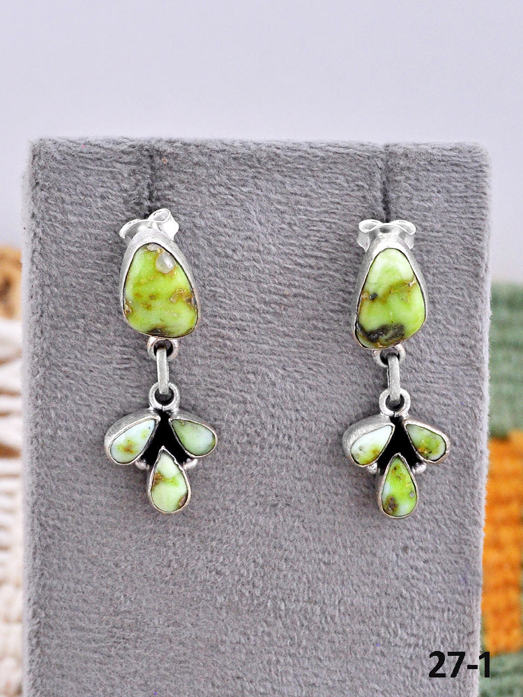 Southwest Made Palomino & Sterling Silver Post Dangle Earrings