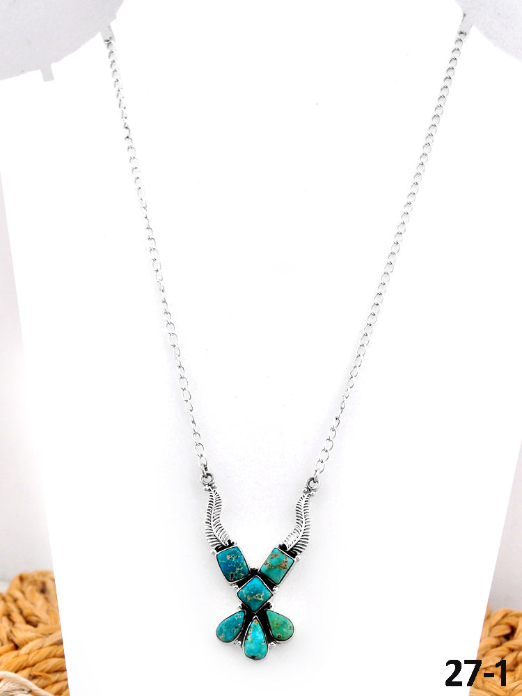 Southwest Made Multistone Turquoise & Sterling Silver Necklace