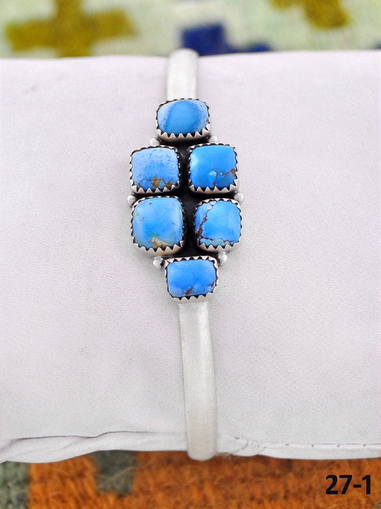Southwest Handmade Golden Hills Turquoise & Sterling Silver Cuff Bracelet