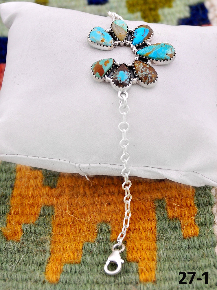 Southwest Handmade Ribbon Royston Turquoise & Sterling Silver Bracelet