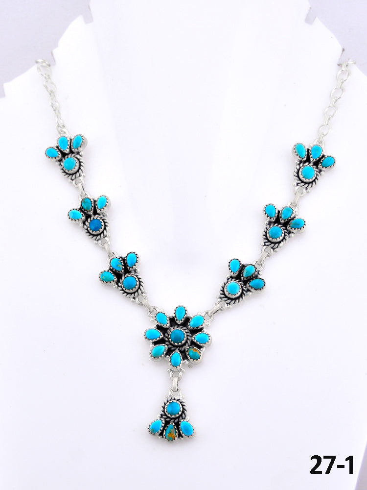 Southwest Made Kingman Turquoise & Sterling Silver Statement Necklace