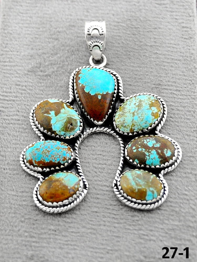 Southwest Handmade #8 Turquoise & Sterling Silver Pendants