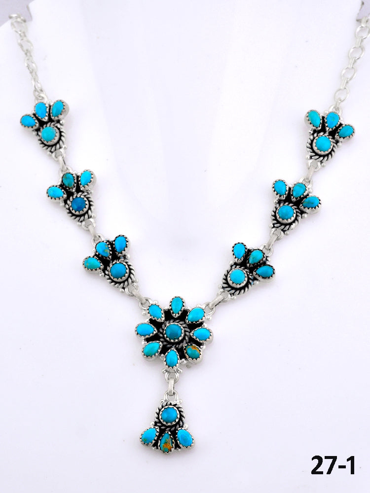 Southwest Made Kingman Turquoise & Sterling Silver Statement Necklace