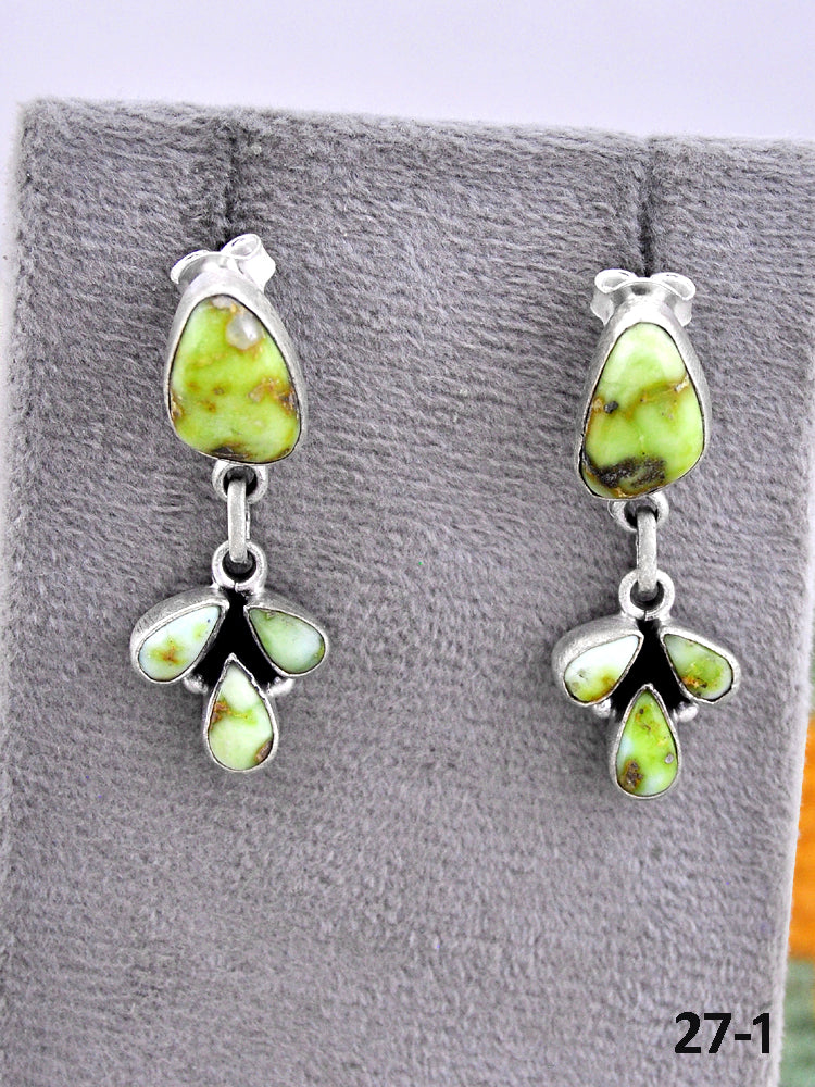 Southwest Made Palomino & Sterling Silver Post Dangle Earrings