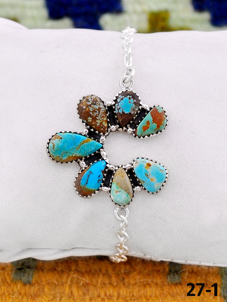Southwest Handmade Ribbon Royston Turquoise & Sterling Silver Bracelet