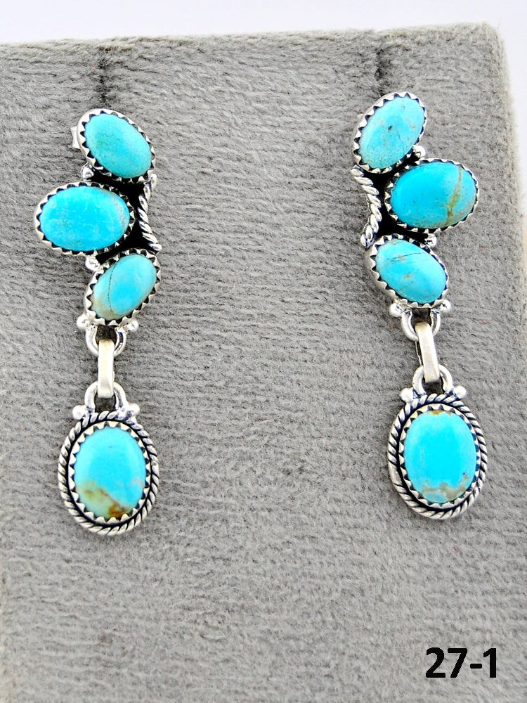 Southwest Made #8 Turquoise & Sterling Silver Post Earrings