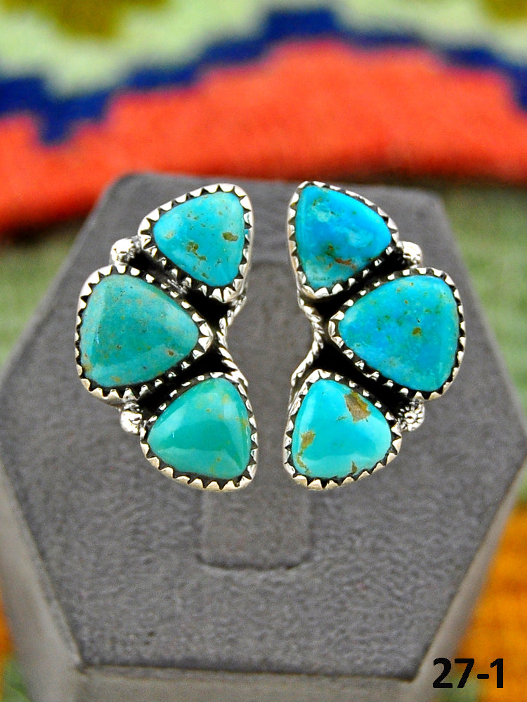 Southwest Handmade Manassa Turquoise & Sterling Silver Adjustable Ring