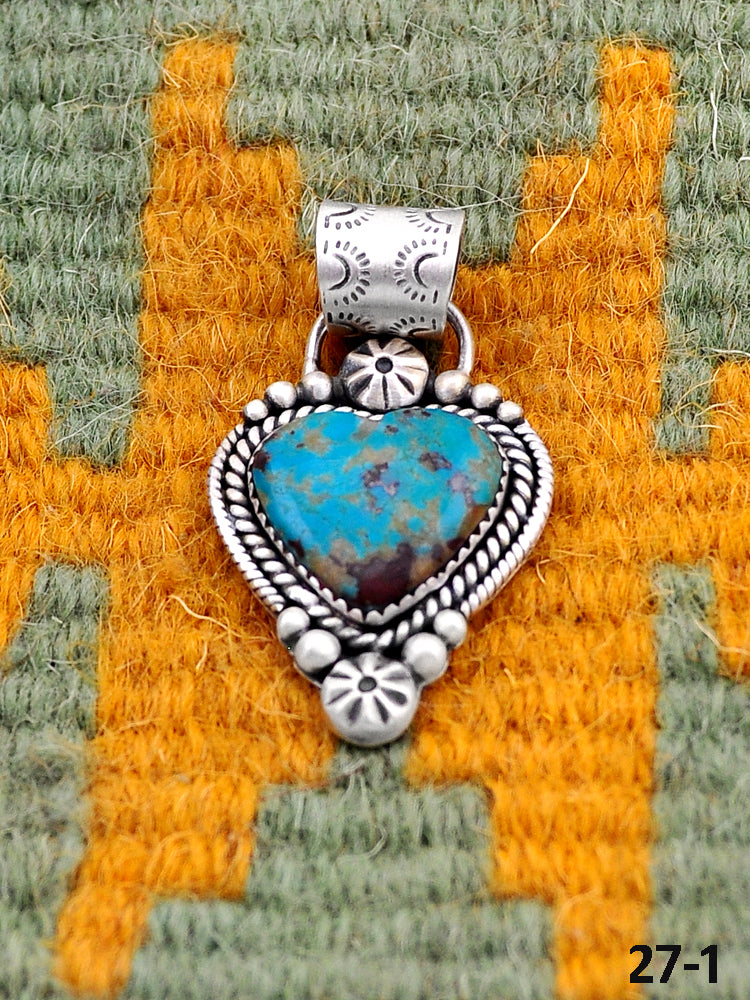 Southwest Handmade Red Skin Turquoise & Sterling Silver Pendant