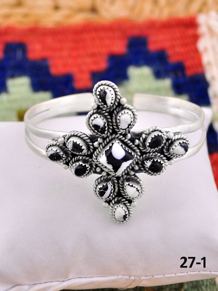 Southwest Handmade White Buffalo Turquoise & Sterling Silver Cuff Bracelet