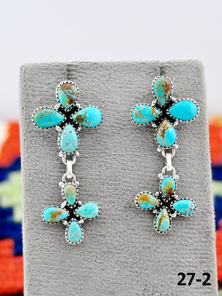Southwest Made #8 Turquoise & Sterling Silver Post Earrings