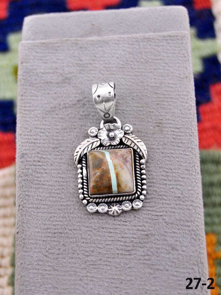 Southwest Made Ribbon Royston Turquoise & Sterling Silver Pendant
