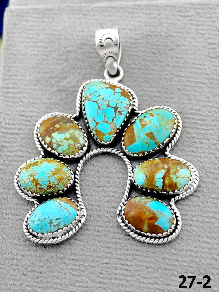 Southwest Handmade #8 Turquoise & Sterling Silver Pendants