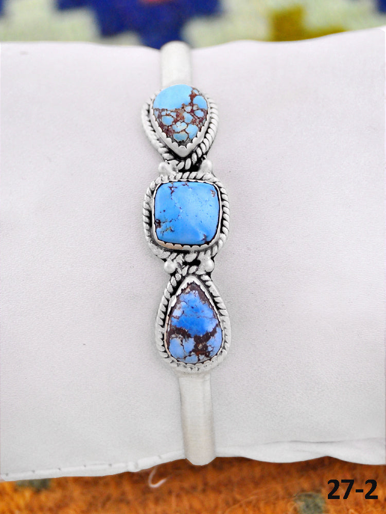 Southwest Handmade Golden Hills Turquoise & Sterling Silver Cuff Bracelet