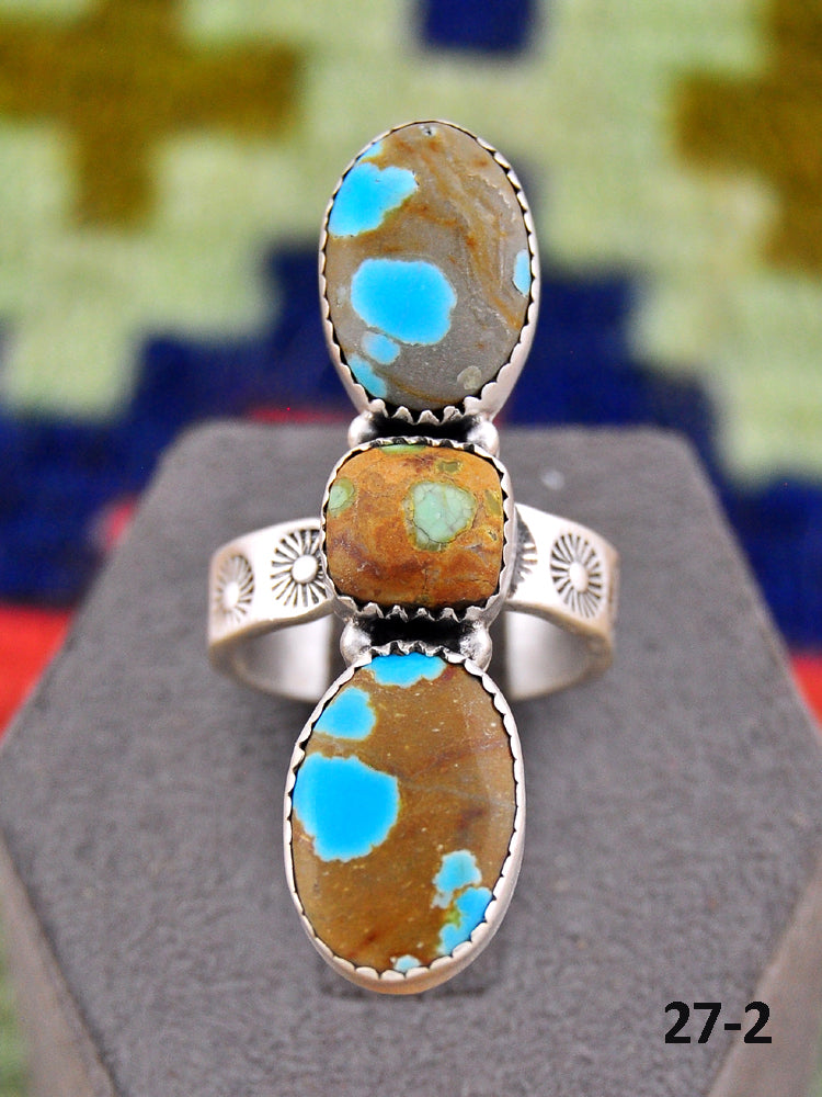 Southwest Made No.8 Turquoise & Sterling Silver Adjustable Ring
