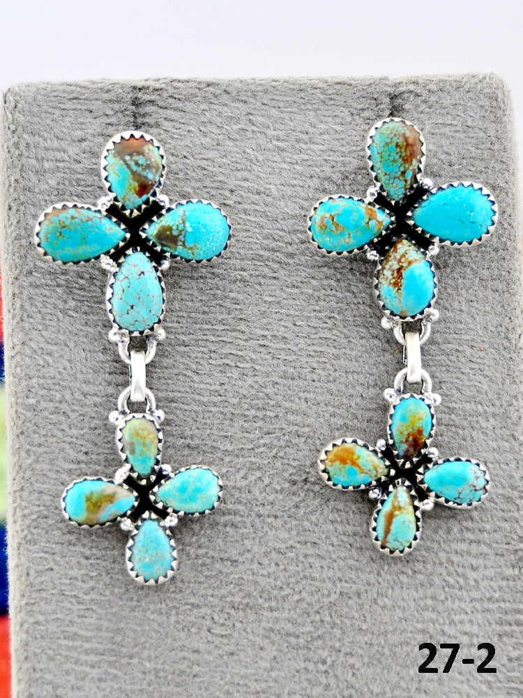 Southwest Made #8 Turquoise & Sterling Silver Post Earrings