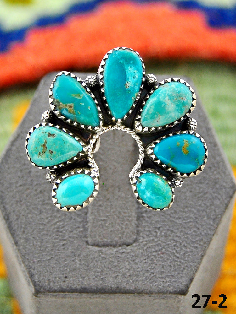 Southwest Handmade Manassa Turquoise & Sterling Silver Adjustable Ring