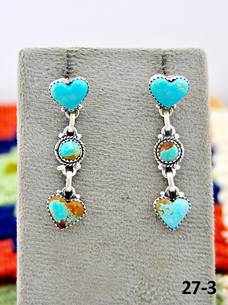 Southwest Made #8 Turquoise & Sterling Silver Post Earrings