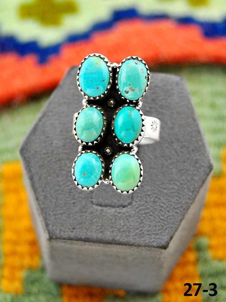 Southwest Handmade Manassa Turquoise & Sterling Silver Adjustable Ring