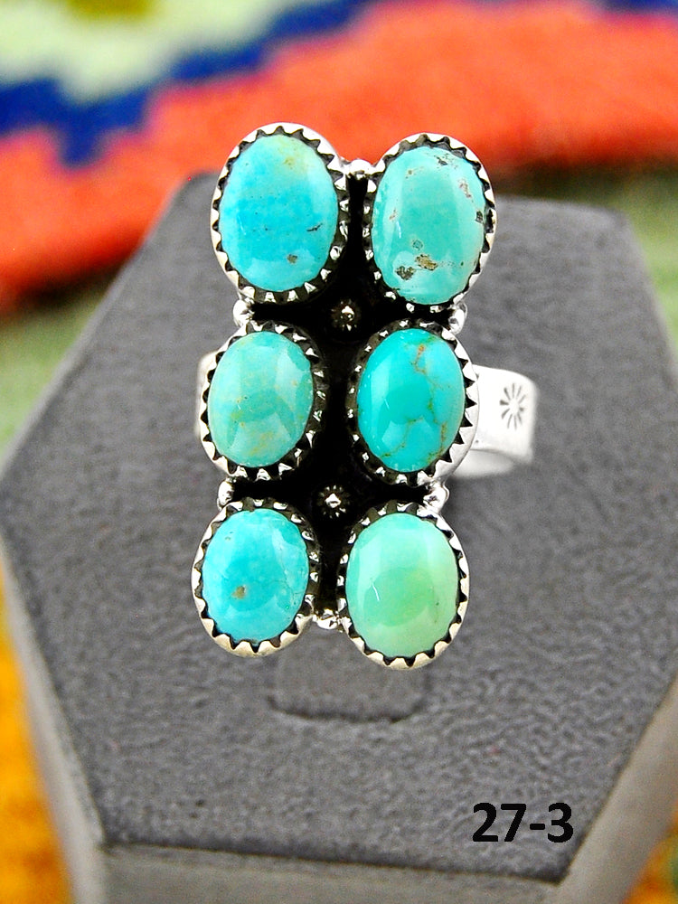 Southwest Handmade Manassa Turquoise & Sterling Silver Adjustable Ring