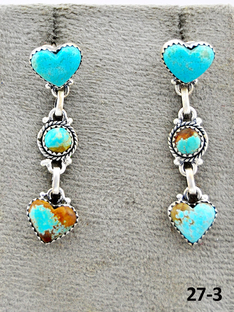 Southwest Made #8 Turquoise & Sterling Silver Post Earrings