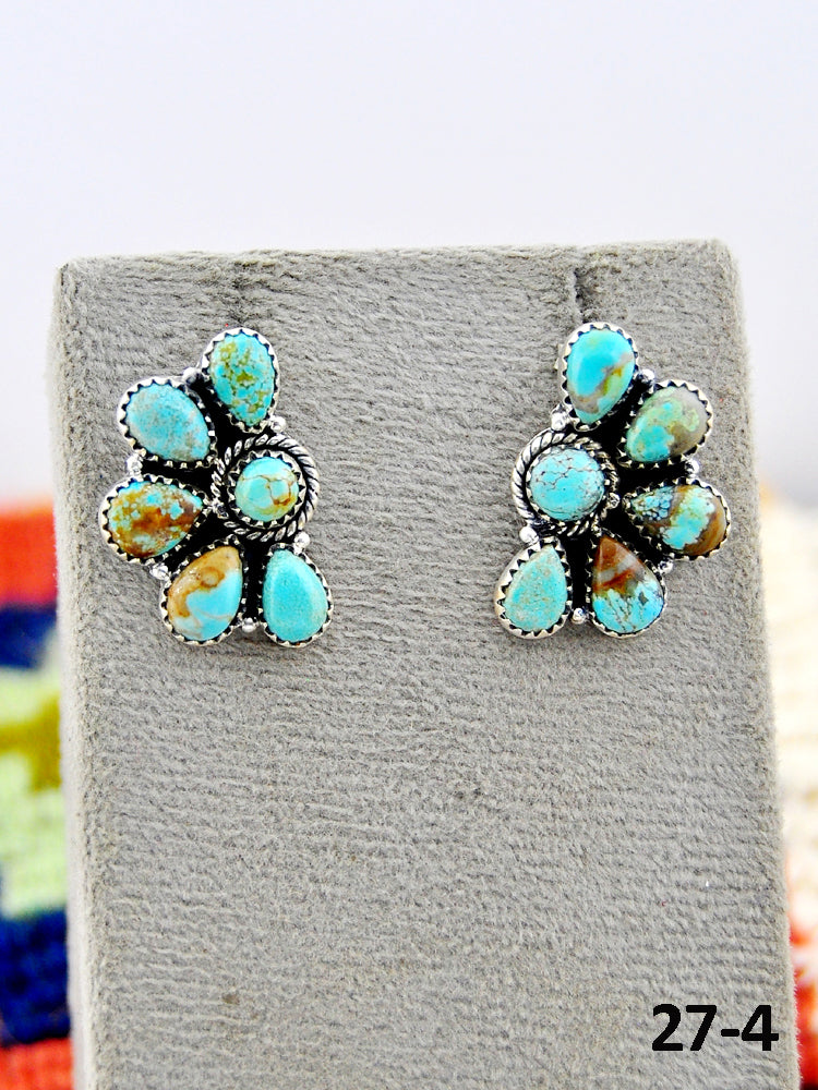 Southwest Made #8 Turquoise & Sterling Silver Post Earrings