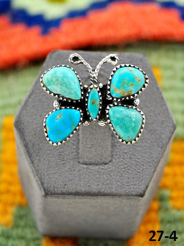 Southwest Handmade Manassa Turquoise & Sterling Silver Adjustable Ring