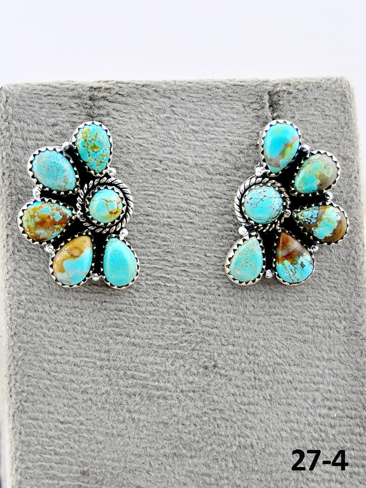 Southwest Made #8 Turquoise & Sterling Silver Post Earrings