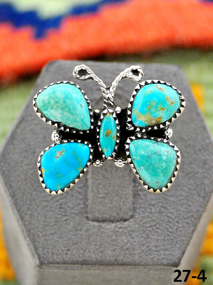 Southwest Handmade Manassa Turquoise & Sterling Silver Adjustable Ring
