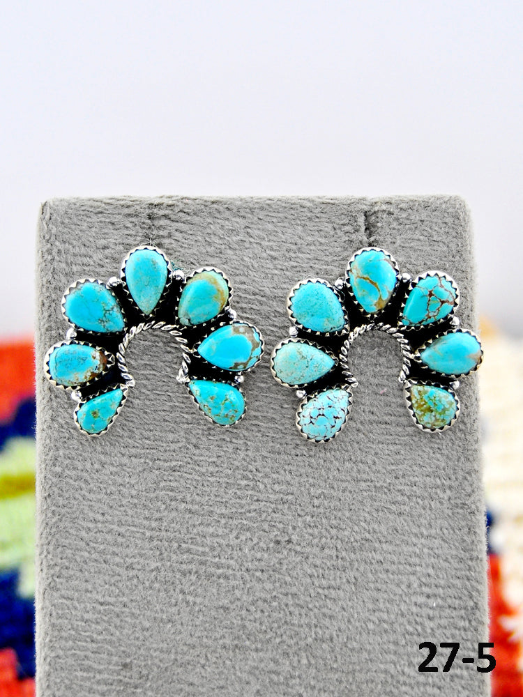 Southwest Made #8 Turquoise & Sterling Silver Post Earrings
