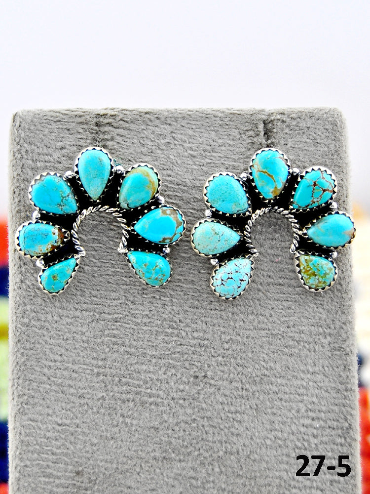 Southwest Made #8 Turquoise & Sterling Silver Post Earrings