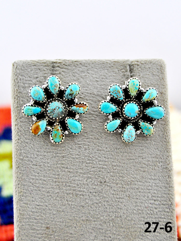 Southwest Made #8 Turquoise & Sterling Silver Post Earrings
