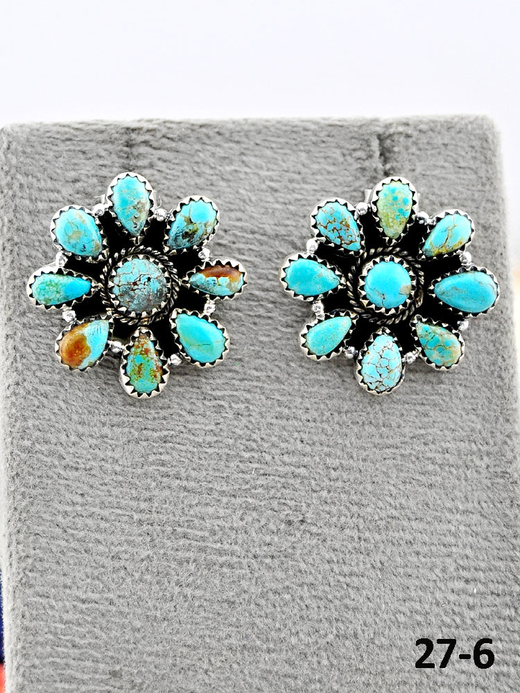 Southwest Made #8 Turquoise & Sterling Silver Post Earrings