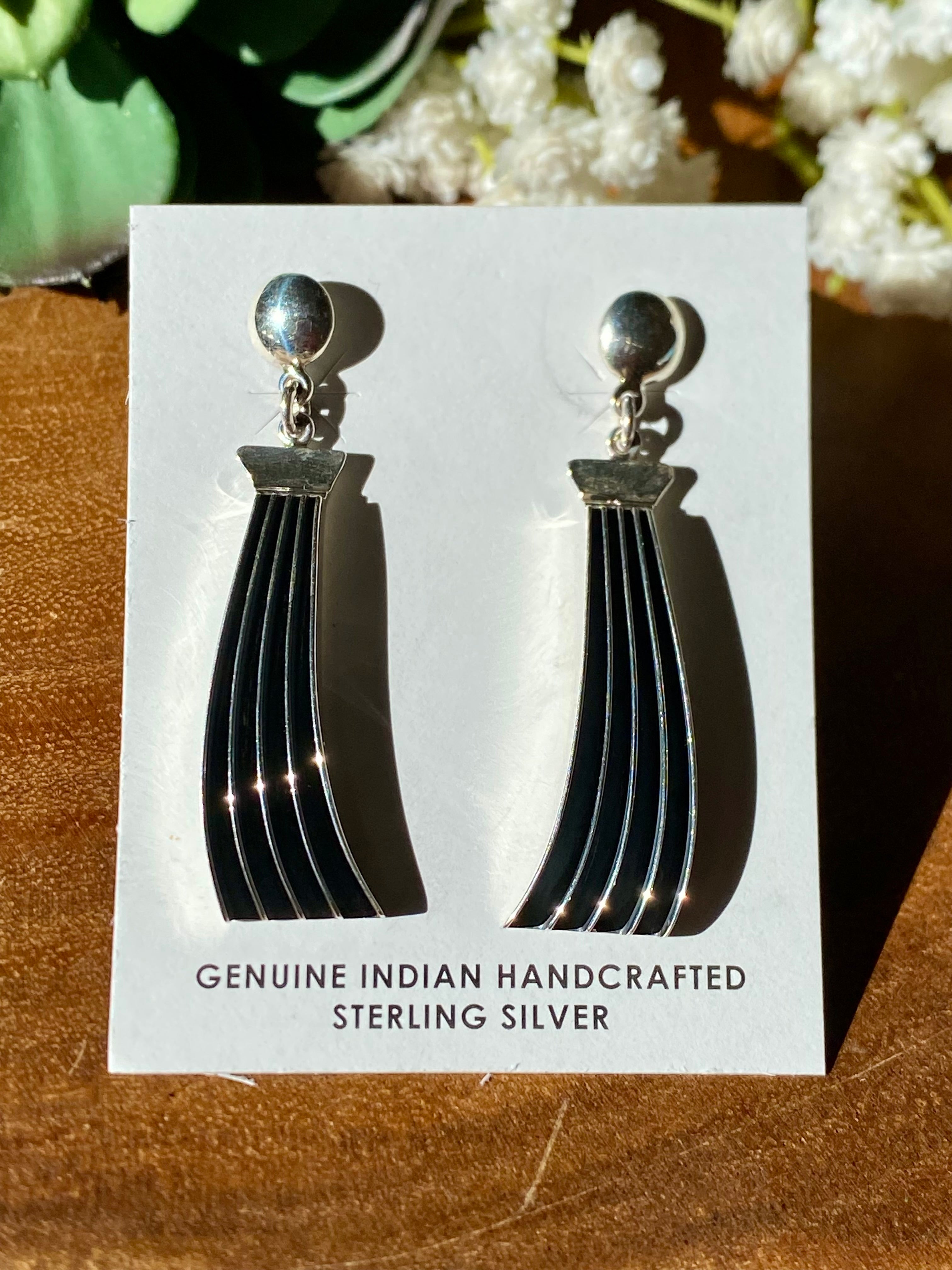 Navajo Made Sterling Silver Post Dangle Earrings