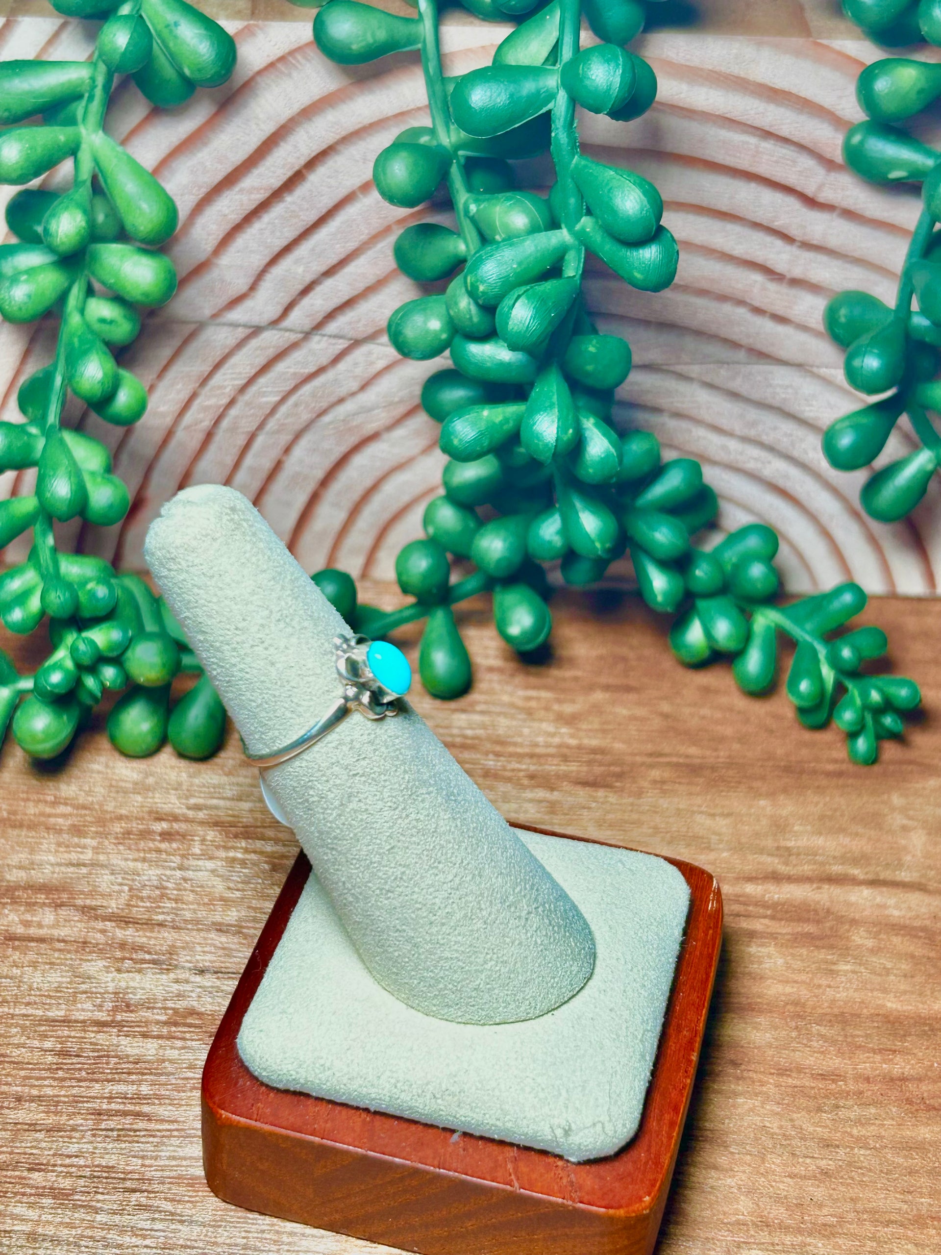 Navajo Made Kingman Turquoise & Sterling Silver Ring Size 5.5