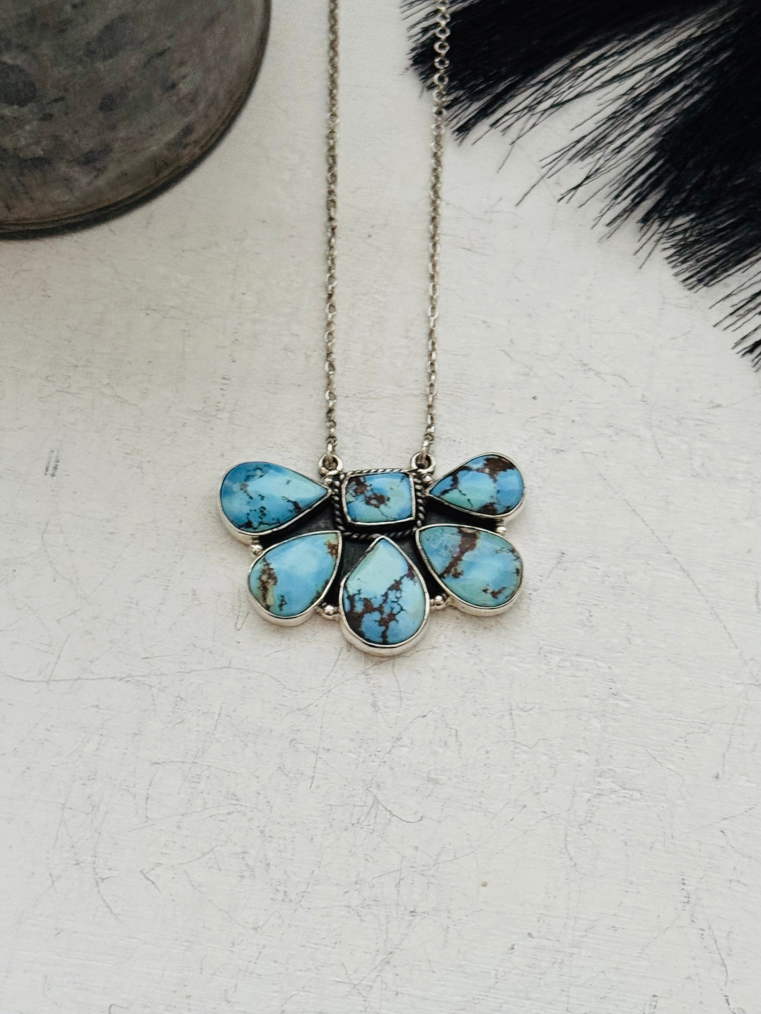 Southwest Handmade Golden Hills Turquoise & Sterling Silver Necklace