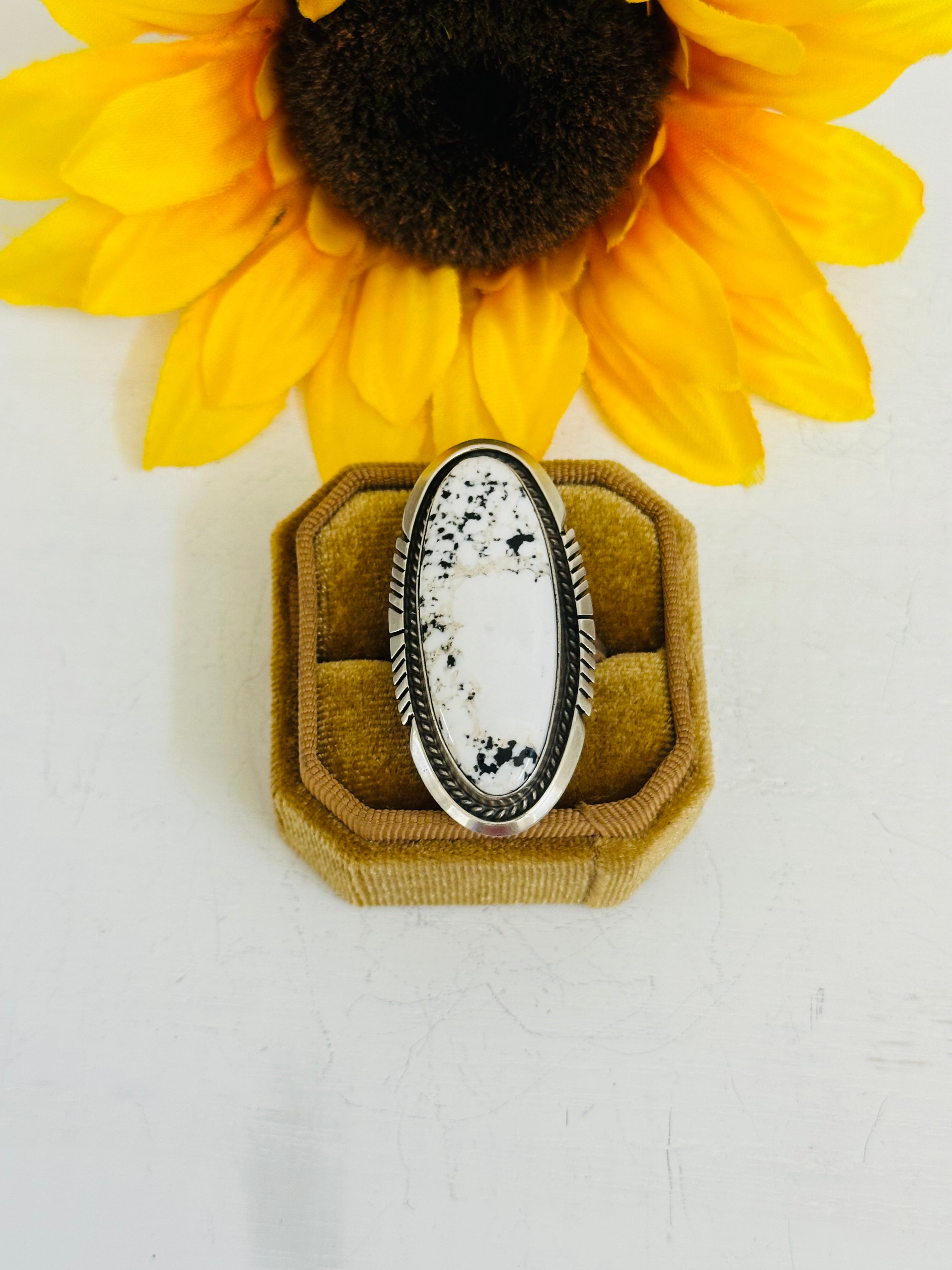 Alfred Martinez White Buffalo & Sterling Silver Adjustable Ring