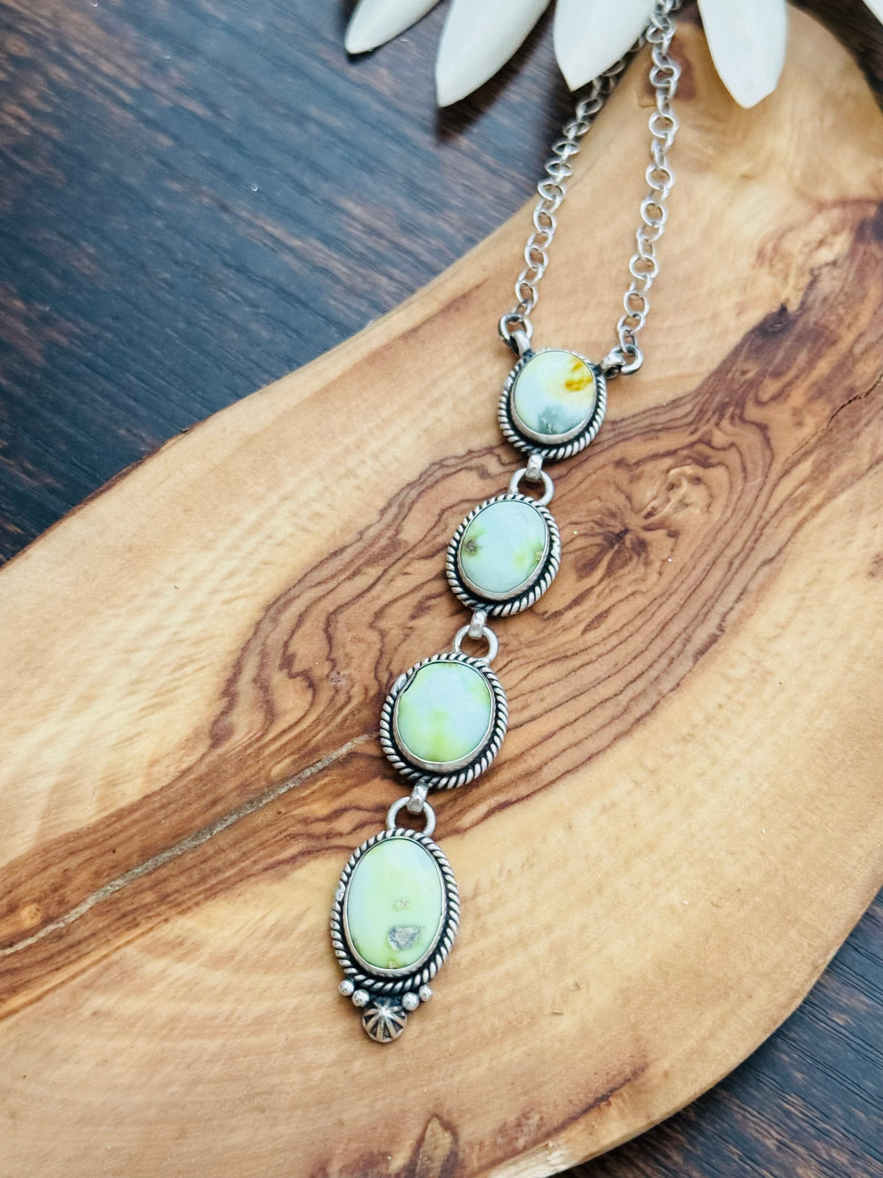 Southwest Handmade Palomino Variscite & Sterling Silver Necklace