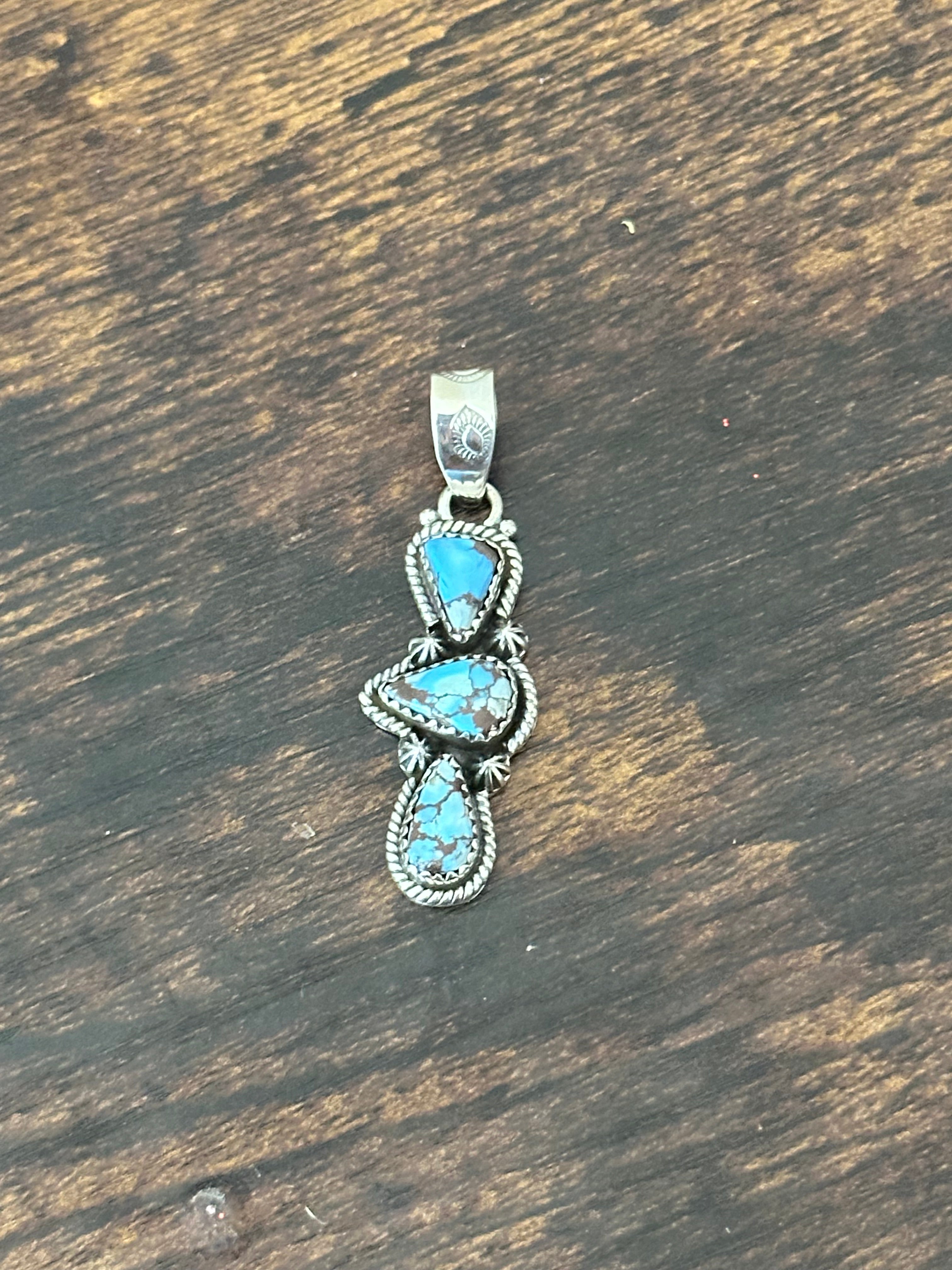 Southwest Handmade Golden Hills Turquoise & Sterling Silver Pendant